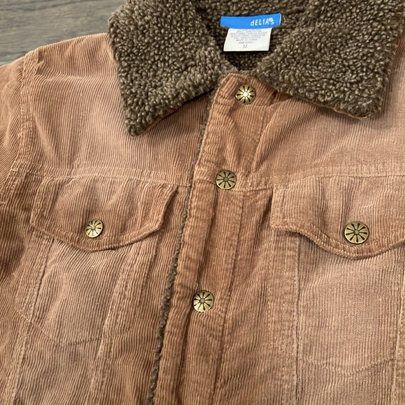 90s / Y2K Vintage dELiA*s Corduroy Distressed Coat Size S - Picture 4 of 6